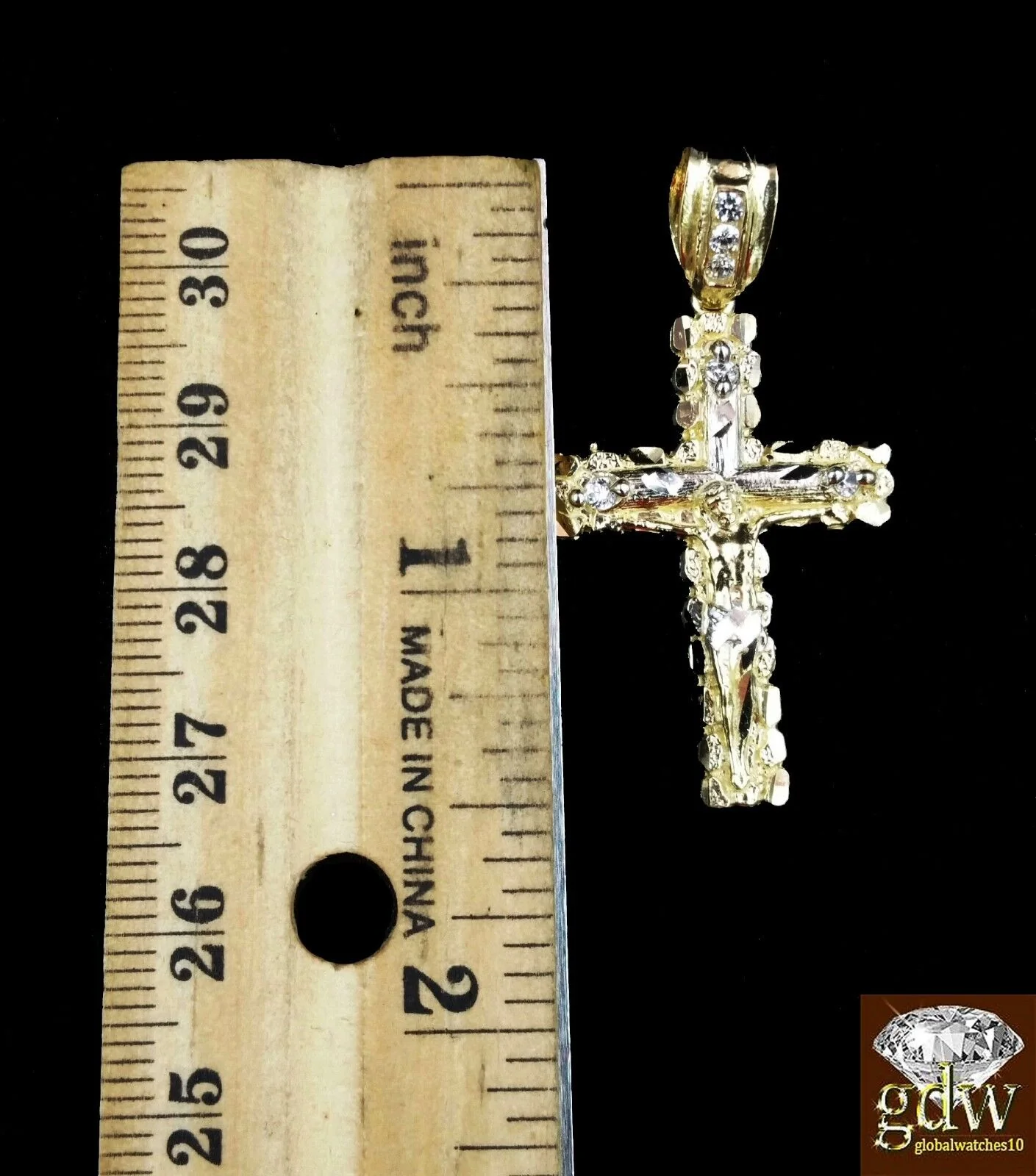 Real 10k Yellow Gold Cross Jesus Charm Pendant  22" Inch Franco Chain - Image 4