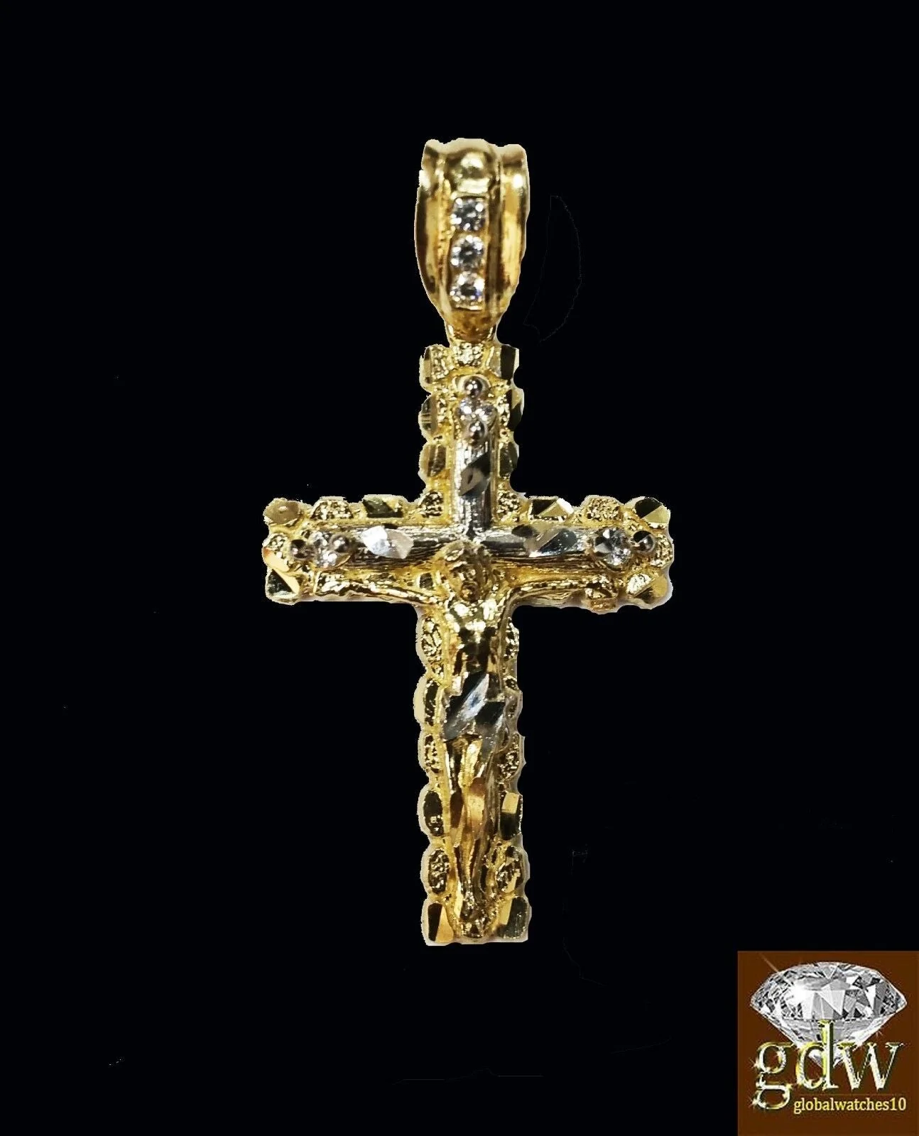 Real 10k Yellow Gold Cross Jesus Charm Pendant Miami Cuban 20" Necklace - Image 5