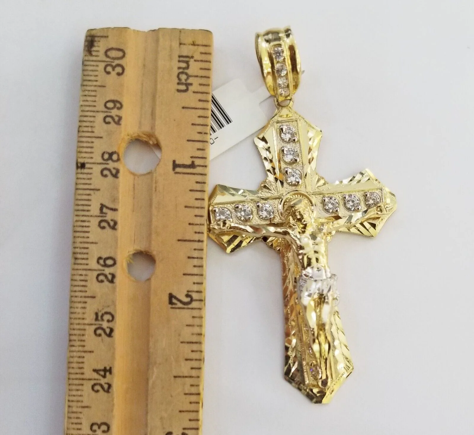 Real 10k Yellow Gold Cross Miami Cuban Link Chain Jesus Charm Pendant 6mm 24" - Image 6