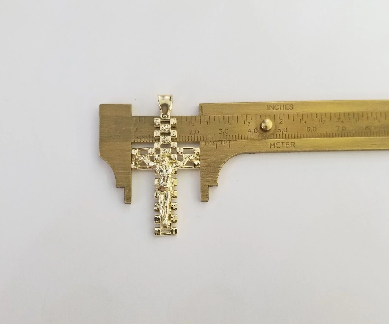 Real 10k Yellow Gold Cross Pendant Charm Jesus Crucifix Men 10kt - Image 5
