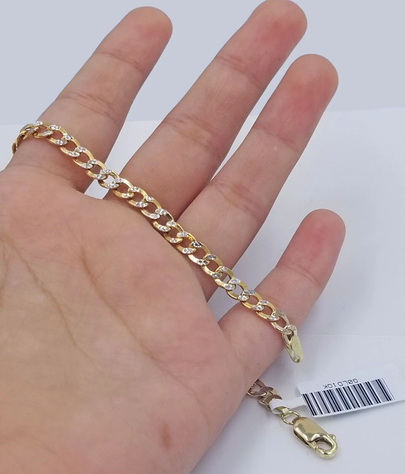 Real 10k Yellow Gold Cuban Curb link Bracelet 4mm 7" Inches Diamond Cut 10kt - Image 2