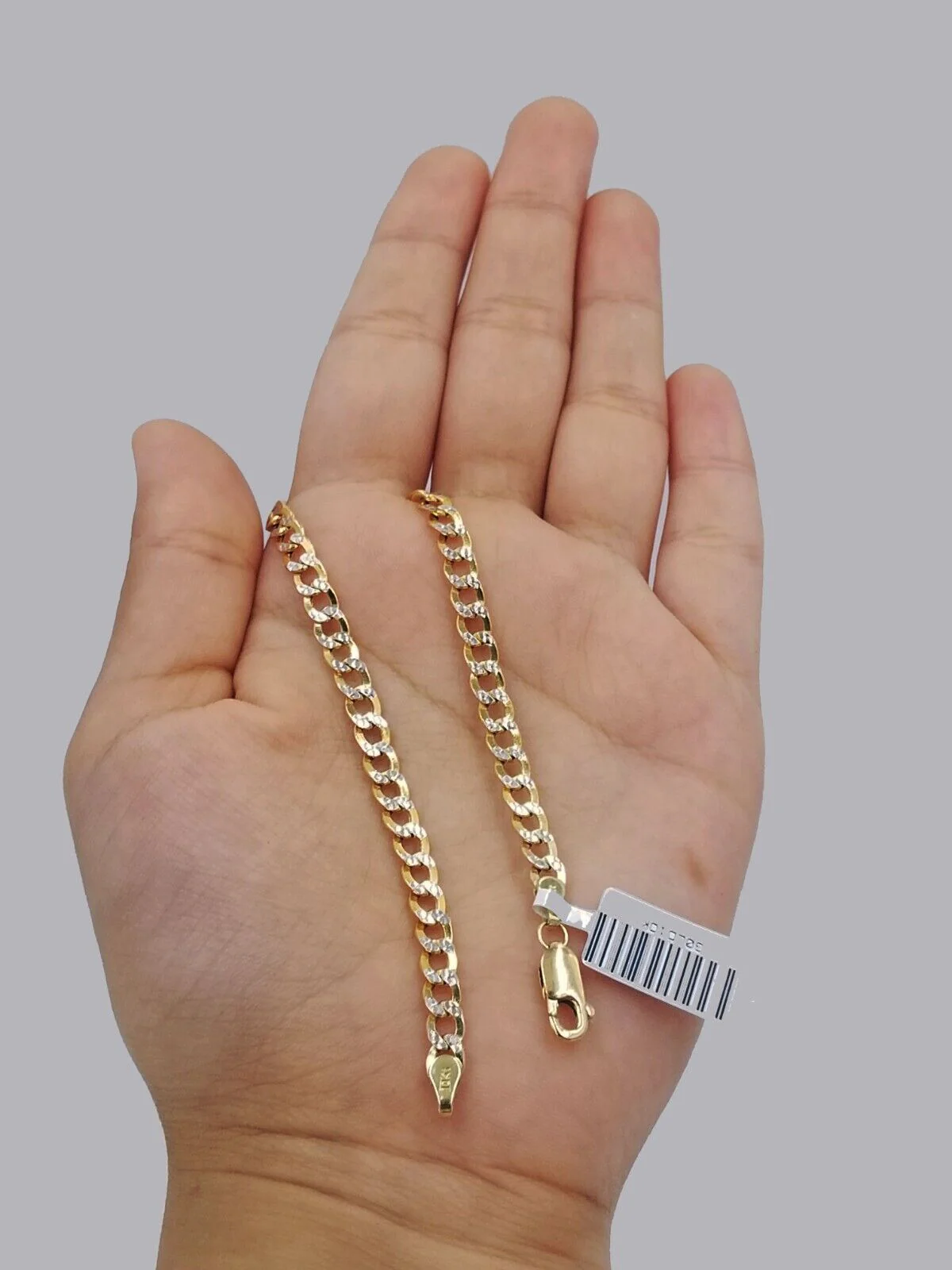 Real 10k Yellow Gold Cuban Curb link Bracelet 4mm 7" Inches Diamond Cut 10kt - Image 3