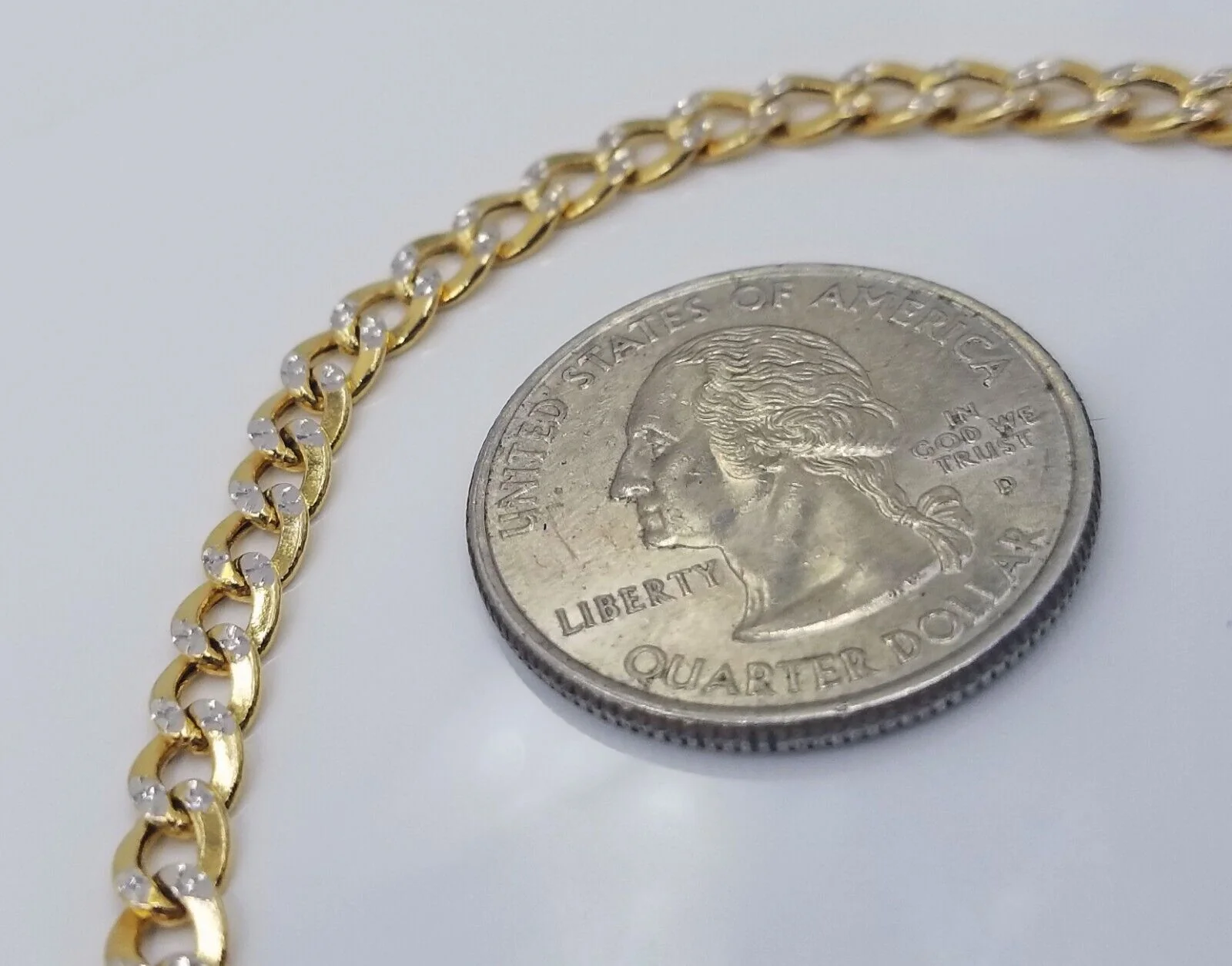 Real 10k Yellow Gold Cuban Curb link Bracelet 4mm 7" Inches Diamond Cut 10kt - Image 5