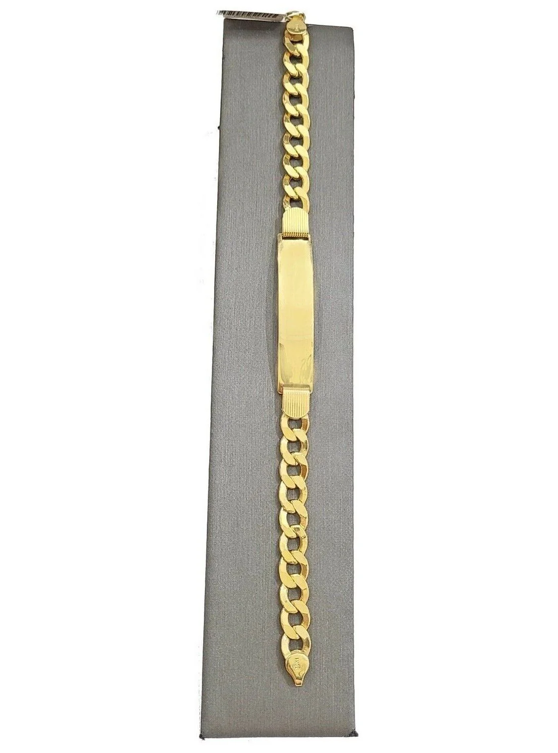 Real 10K Yellow Gold Cuban Curb Link ID Bracelet 8-8.5 inches 8mm 10kt Gold - Image 3