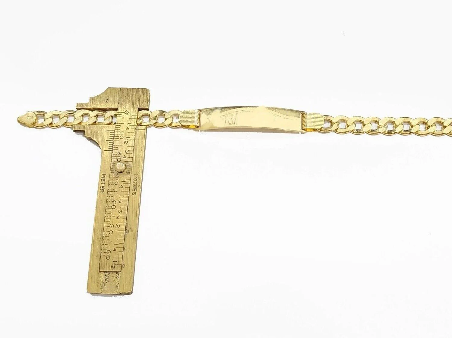 Real 10K Yellow Gold Cuban Curb Link ID Bracelet 8-8.5 inches 8mm 10kt Gold - Image 5