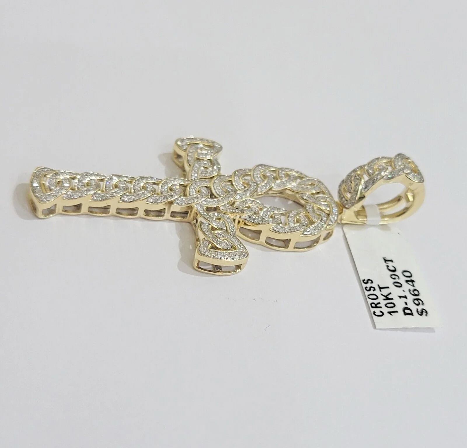 Real 10k Yellow Gold Diamond Ankh Cross Charm Pendant 1.08 CT Mens 2.5Inch - Image 4