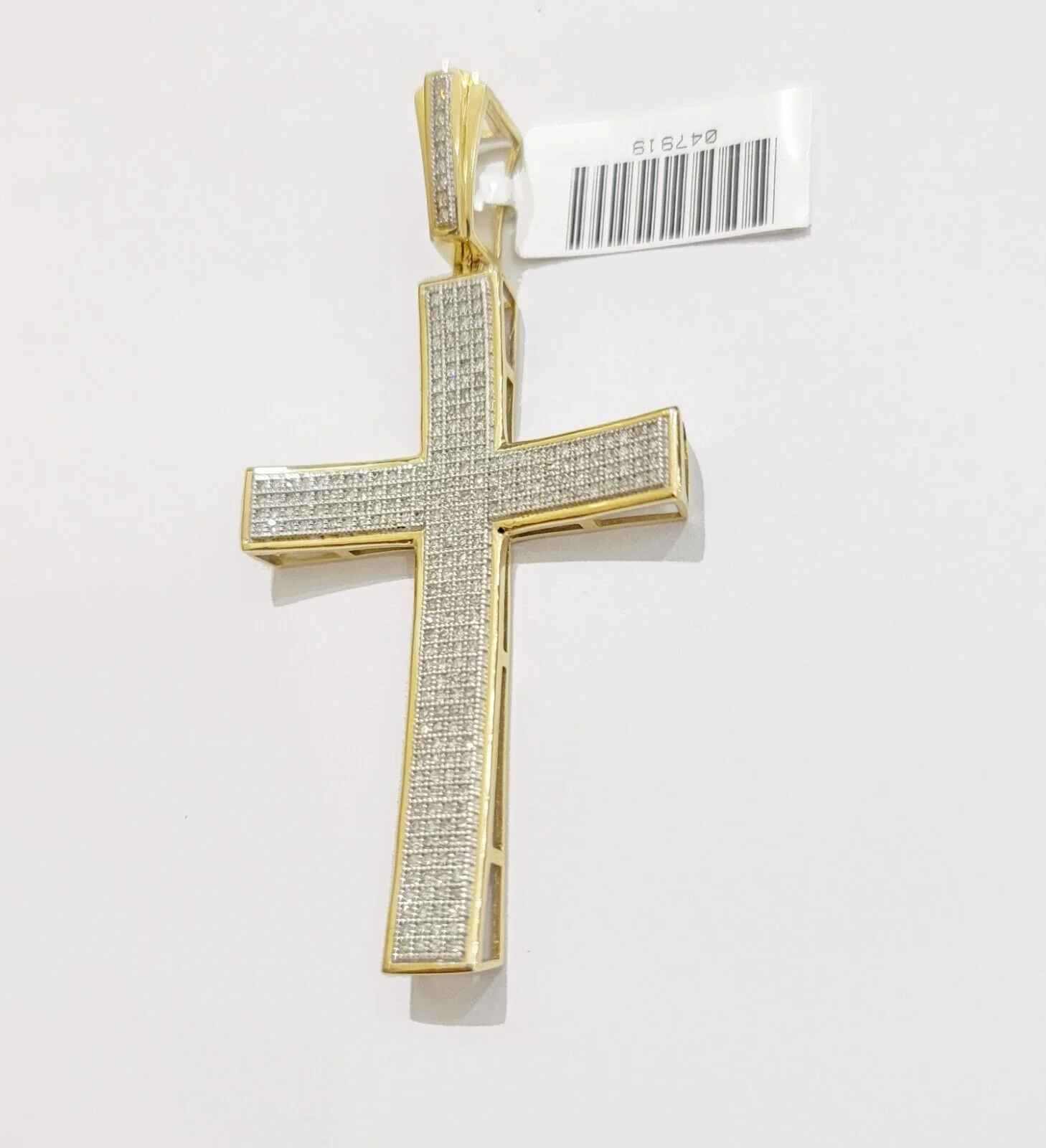 Real 10k Yellow Gold Diamond Cross Charm Pendant 0.75 CT Men Jesus Cross 2.5Inch - Image 5
