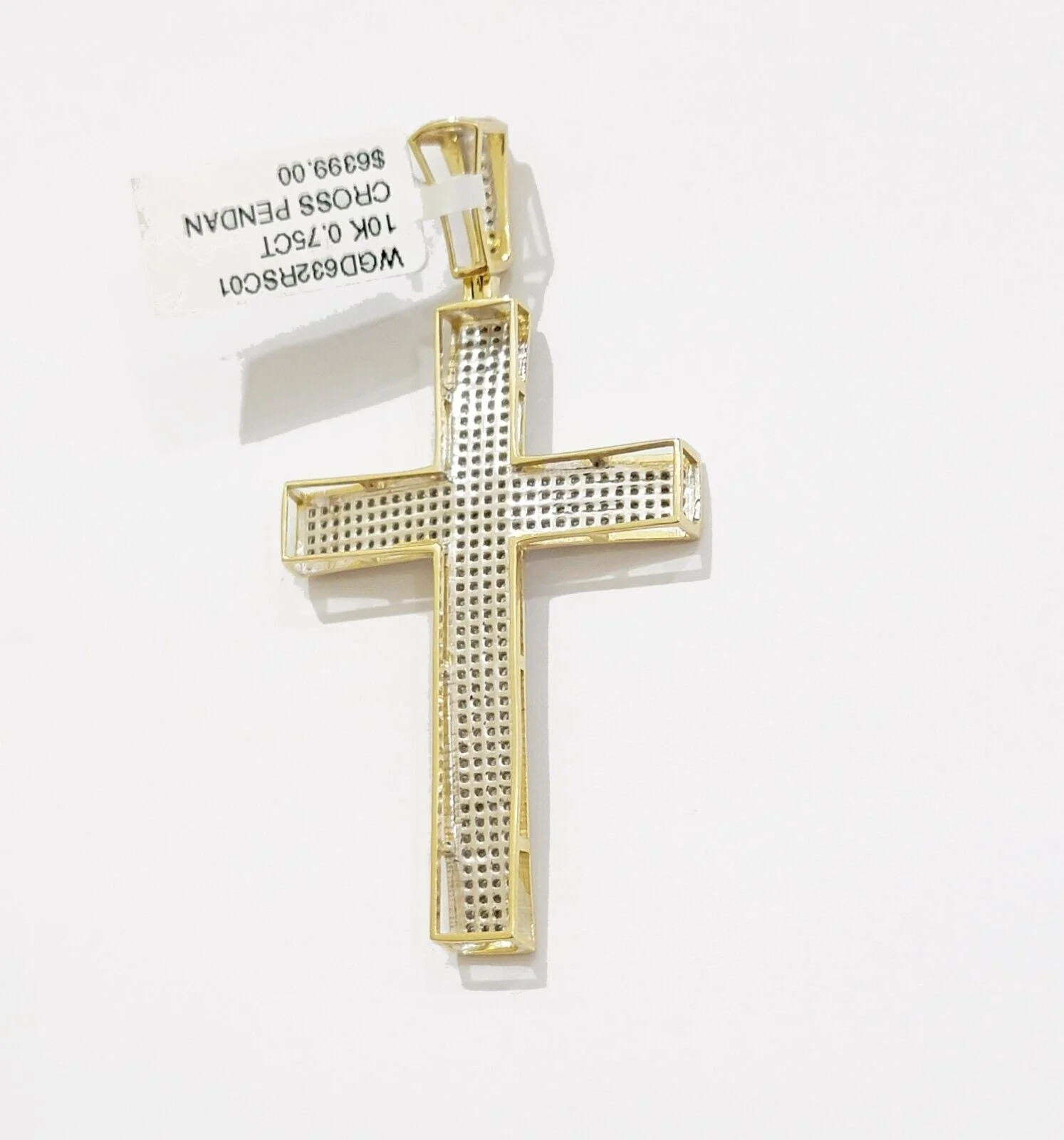 Real 10k Yellow Gold Diamond Cross Charm Pendant 0.75 CT Men Jesus Cross 2.5Inch - Image 6