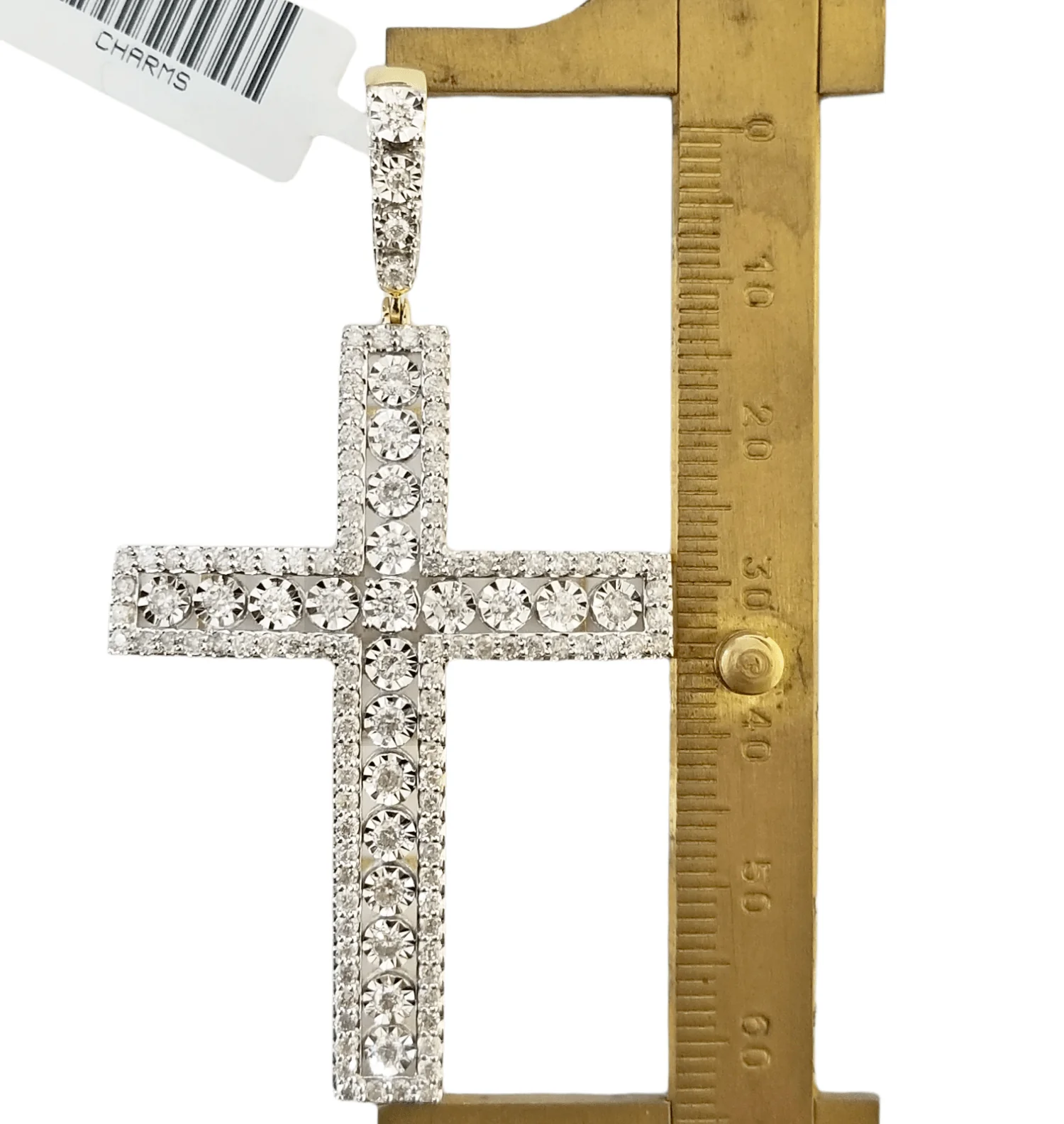 Real 10k Yellow Gold Diamond Cross Charm Pendant 2CT Dia Men Jesus Cross 2.5Inch - Image 3