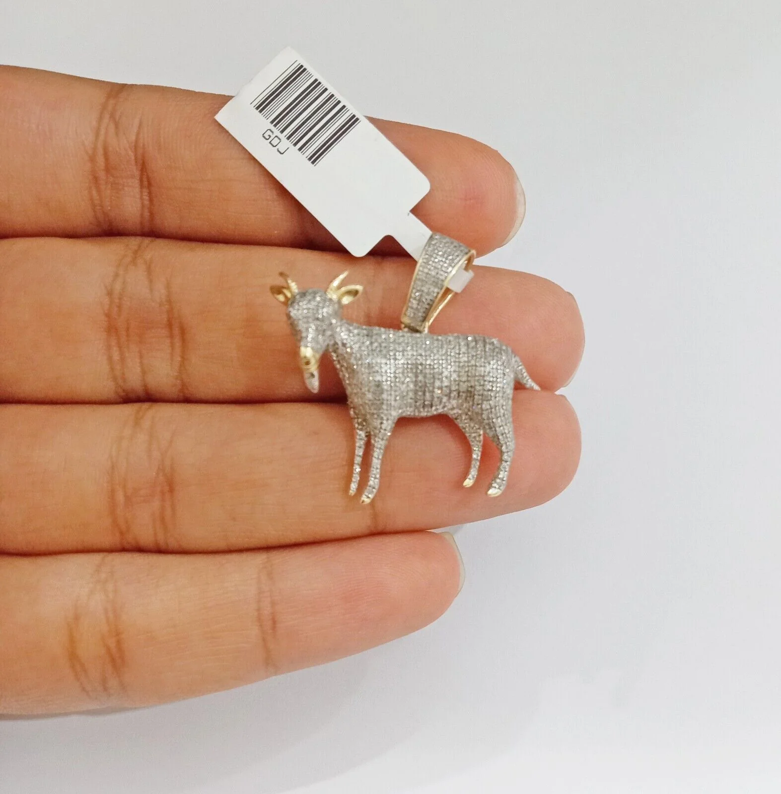 Real 10k Yellow Gold Diamond Goat Charm & Natural Diamonds 0.75 CT GOAT Pendant - Image 2