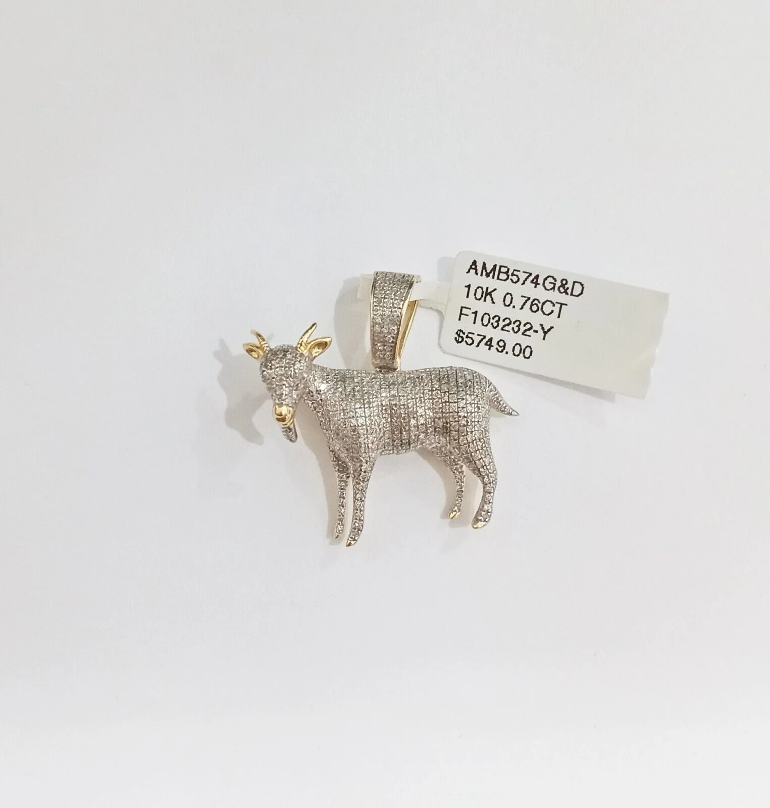 Real 10k Yellow Gold Diamond Goat Charm & Natural Diamonds 0.75 CT GOAT Pendant - Image 3