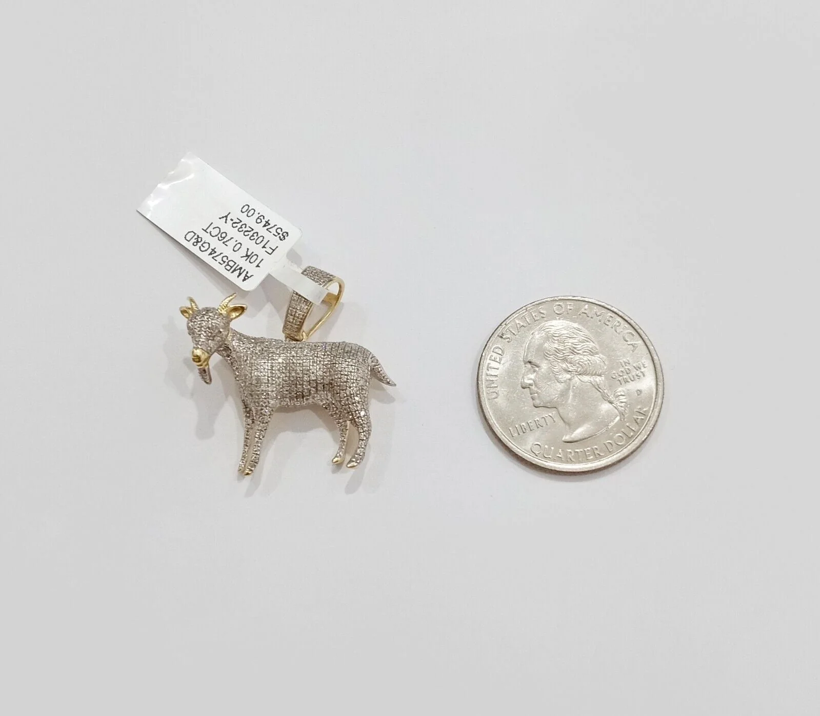 Real 10k Yellow Gold Diamond Goat Charm & Natural Diamonds 0.75 CT GOAT Pendant - Image 5