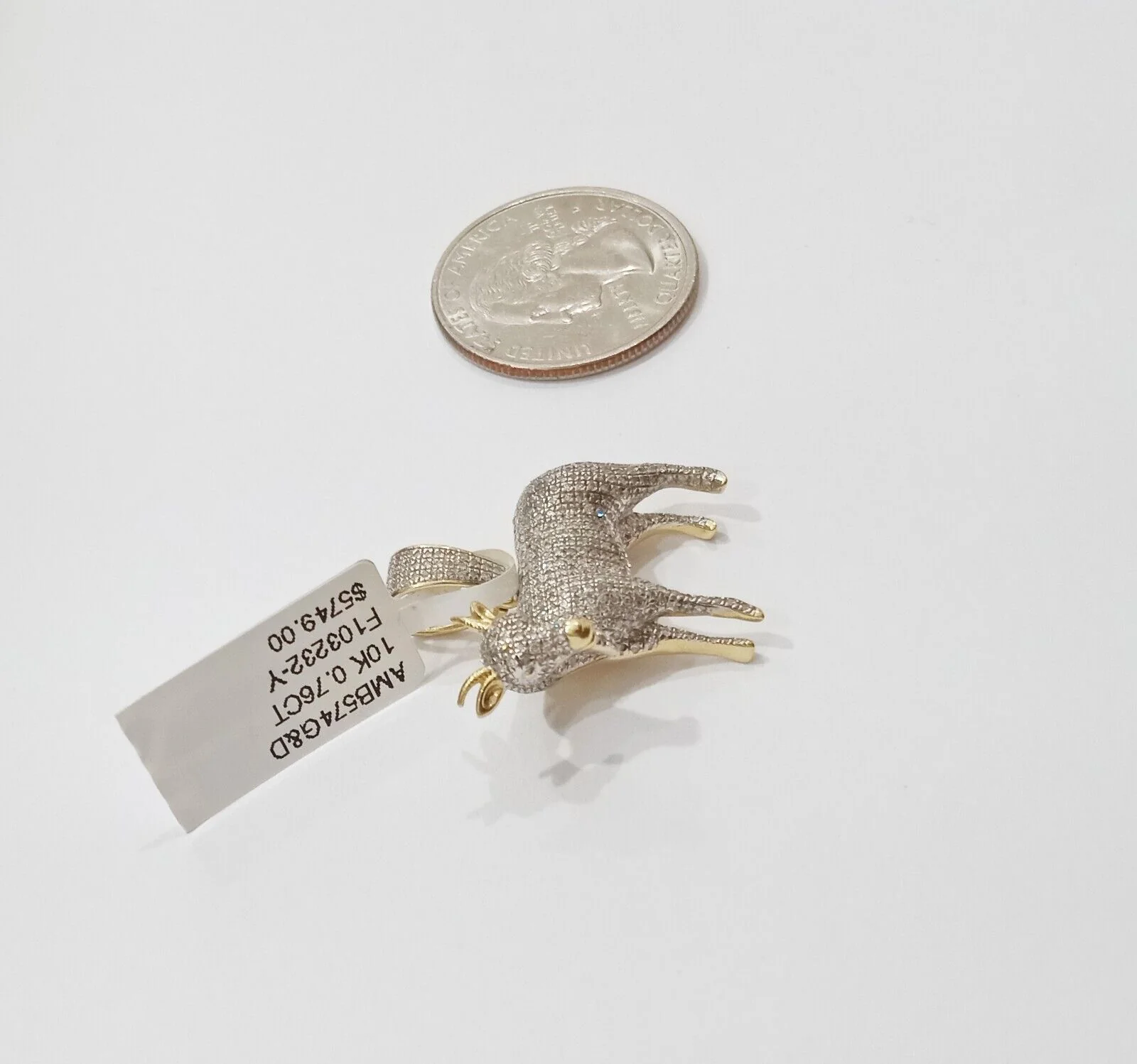 Real 10k Yellow Gold Diamond Goat Charm & Natural Diamonds 0.75 CT GOAT Pendant - Image 6