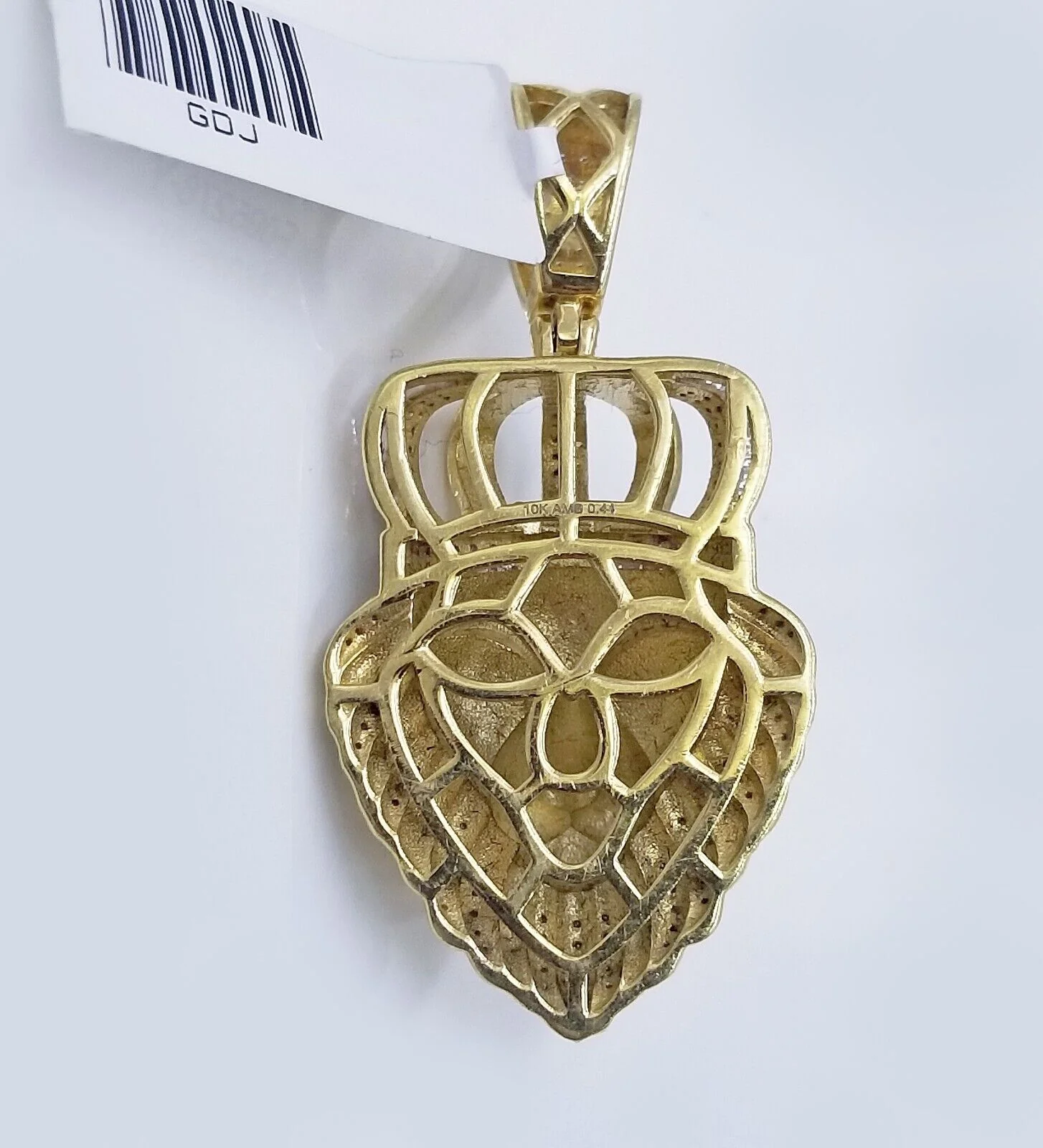 Real 10K Yellow Gold Diamond King Lion Head Pendant Charm Genuine - Image 2