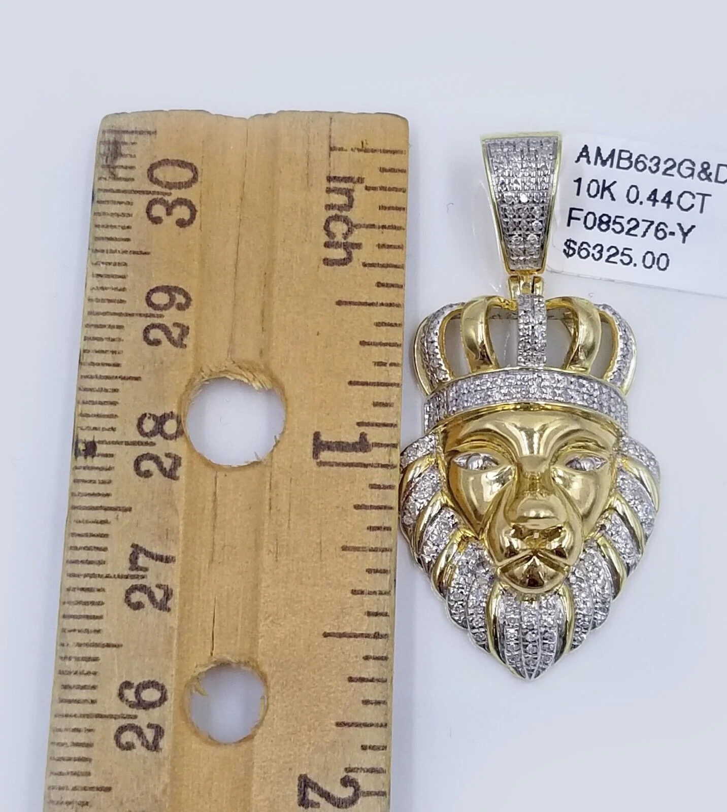 Real 10K Yellow Gold Diamond King Lion Head Pendant Charm Genuine - Image 4