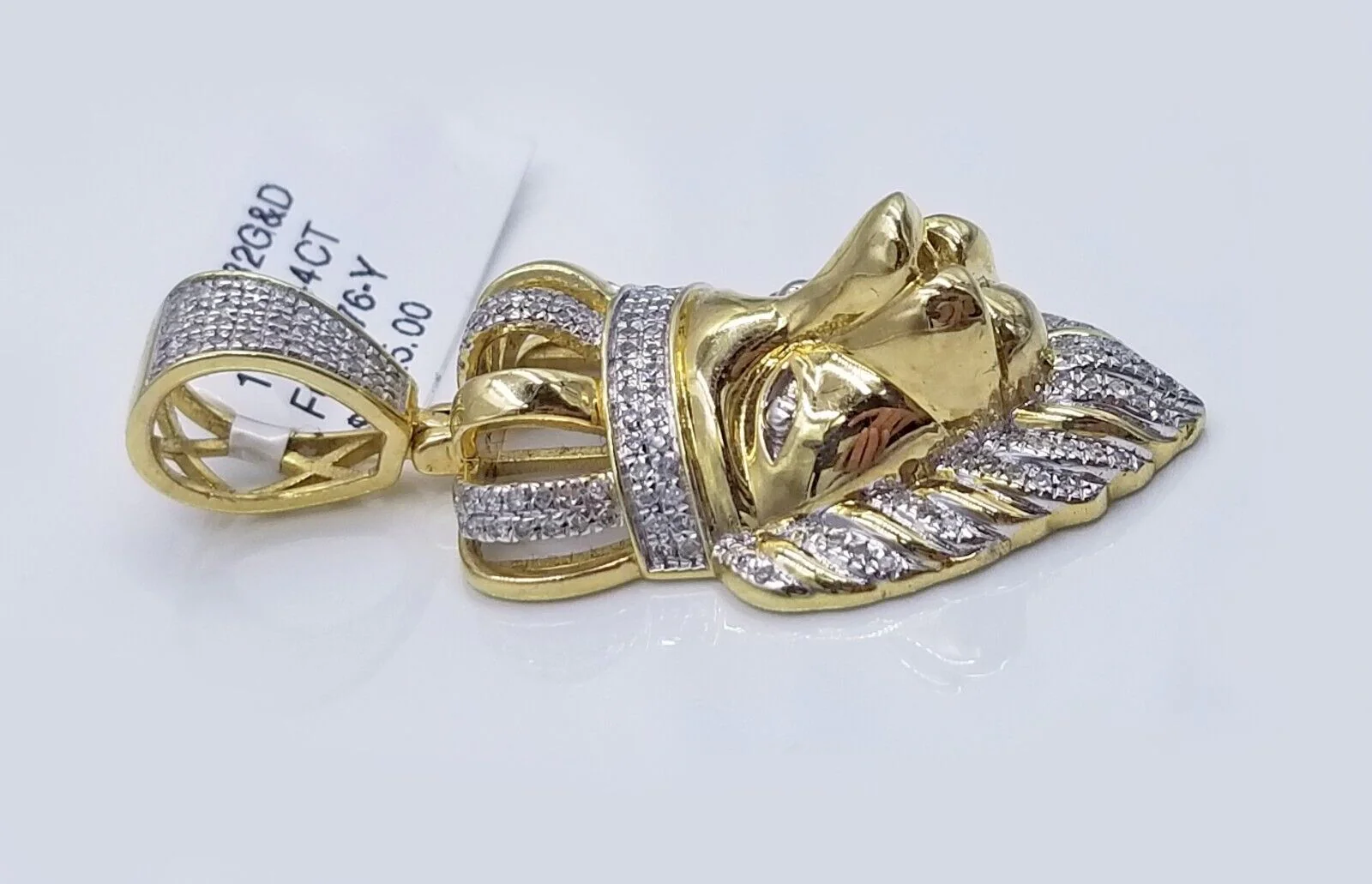 Real 10K Yellow Gold Diamond King Lion Head Pendant Charm Genuine - Image 5