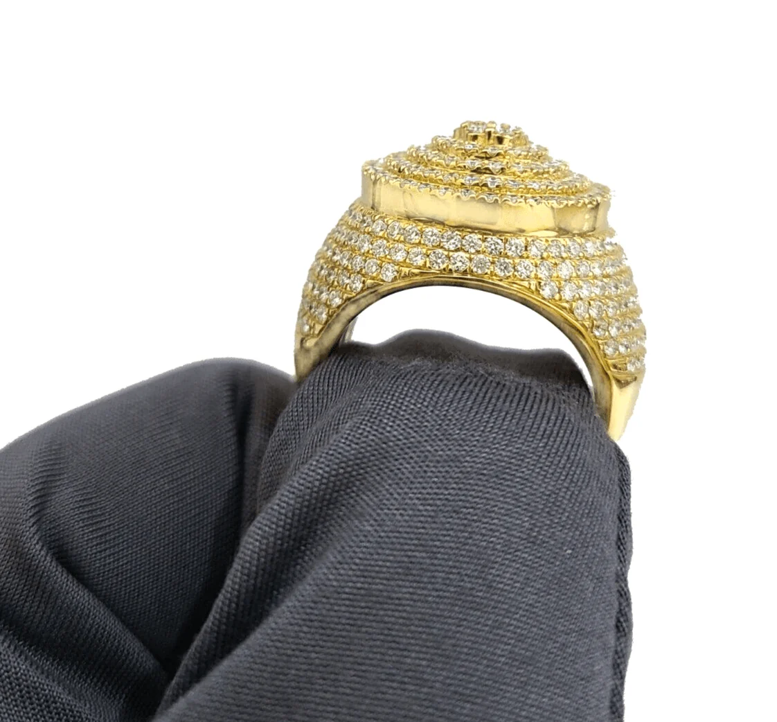 Real 10k Yellow Gold Diamond Lollipop Ring Genuine 3.26CT Diamonds 10kt Size 10 - Image 2