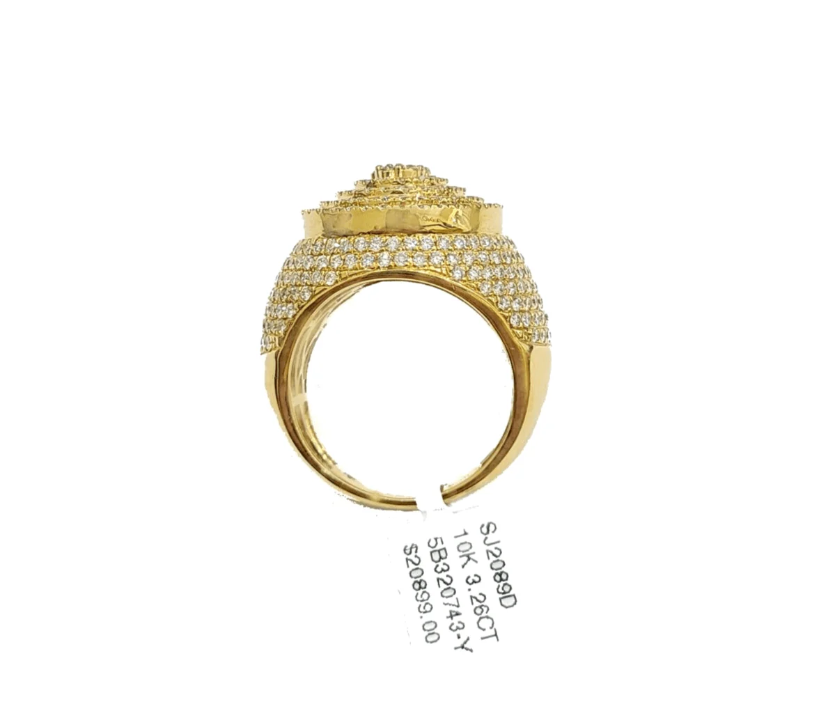 Real 10k Yellow Gold Diamond Lollipop Ring Genuine 3.26CT Diamonds 10kt Size 10 - Image 3