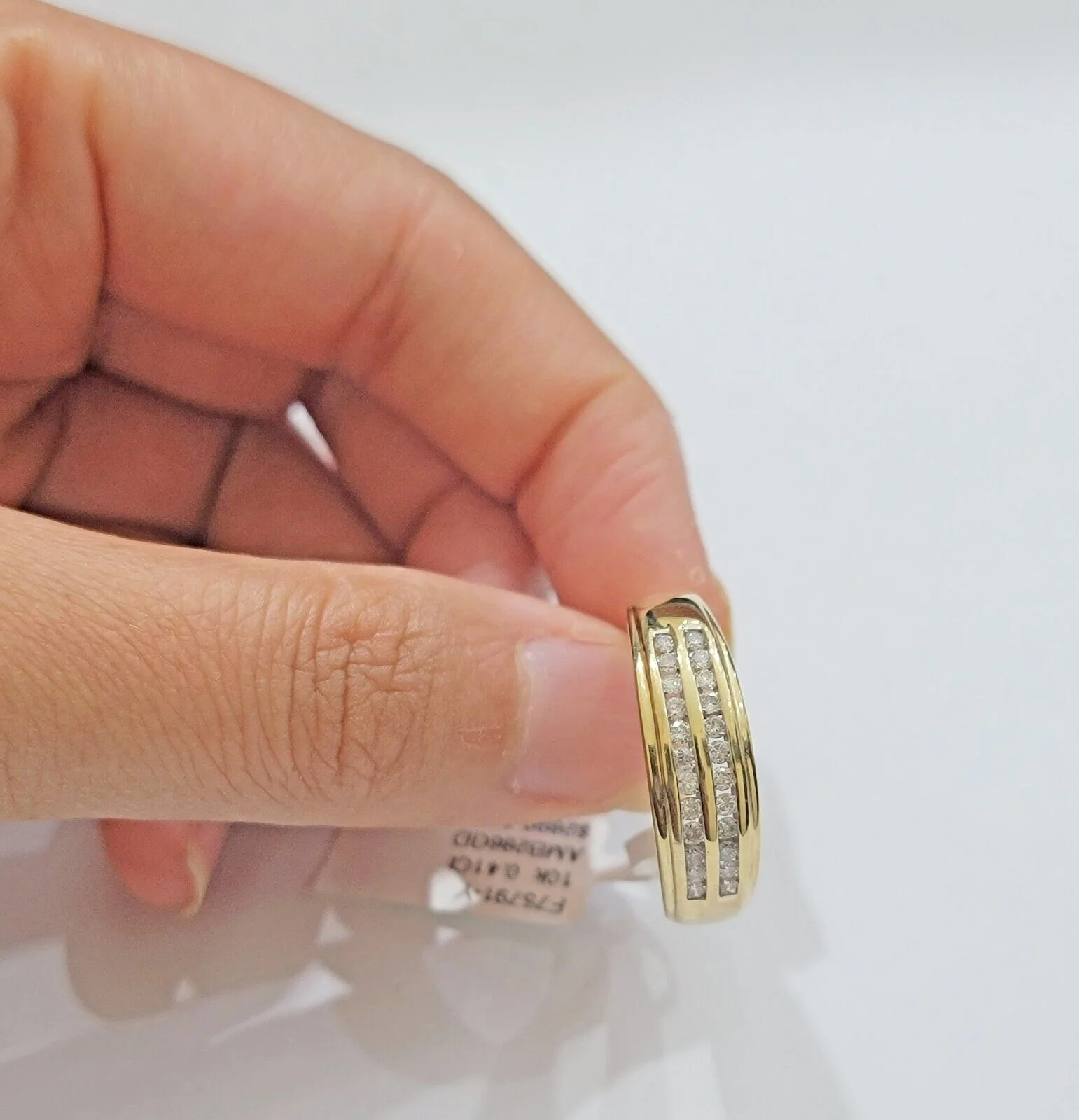 Real 10k Yellow Gold Diamond Mens Band Ring Wedding Engagement Anniversary - Image 2
