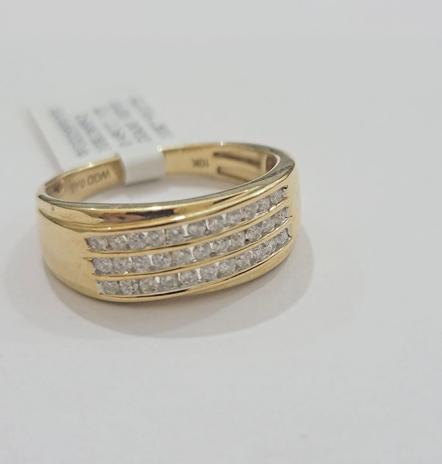 Real 10k Yellow Gold Diamond Mens Ring Band Wedding Engagement, Unique, Genuine Ring Sizes 6,7,8,9,10,11 & 12 - Image 6