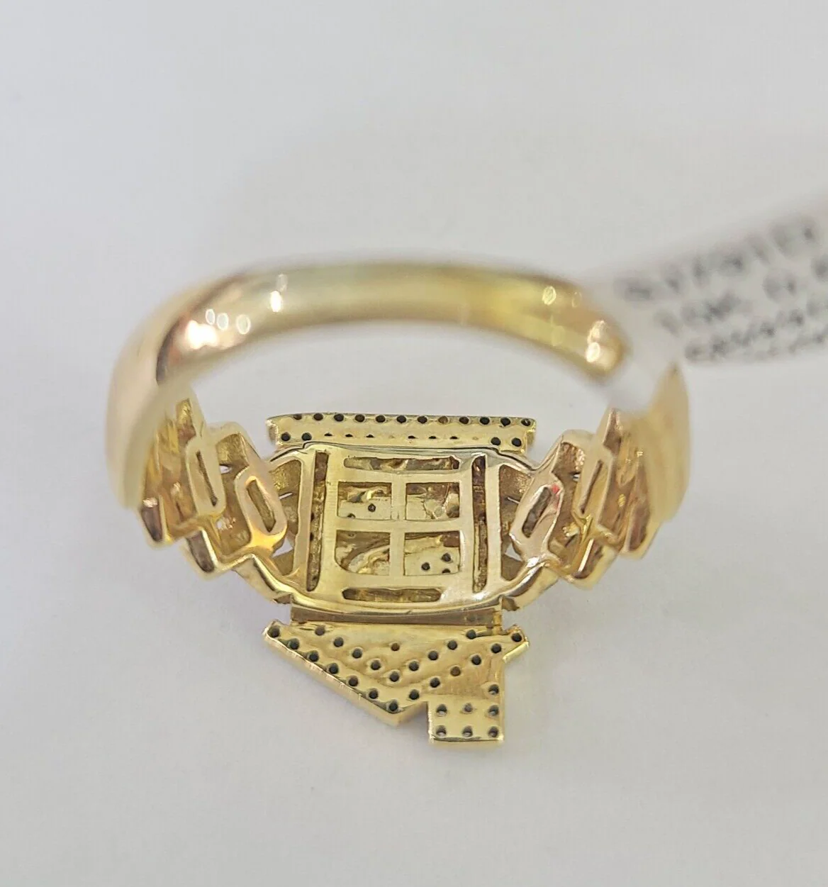 Real 10k Yellow Gold Diamond Mens Ring Trap House Band Casual Genuine Natural - Image 6