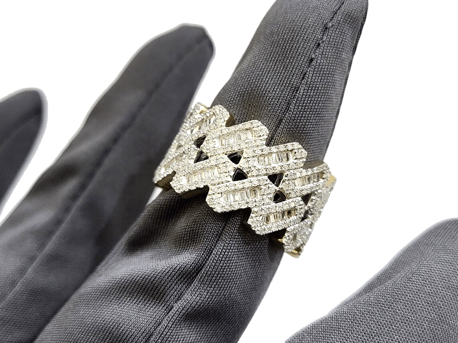 Real 10k Yellow Gold Diamond Ring White Genuine 1.10CT Diamonds 10kt Size 10 - Image 2