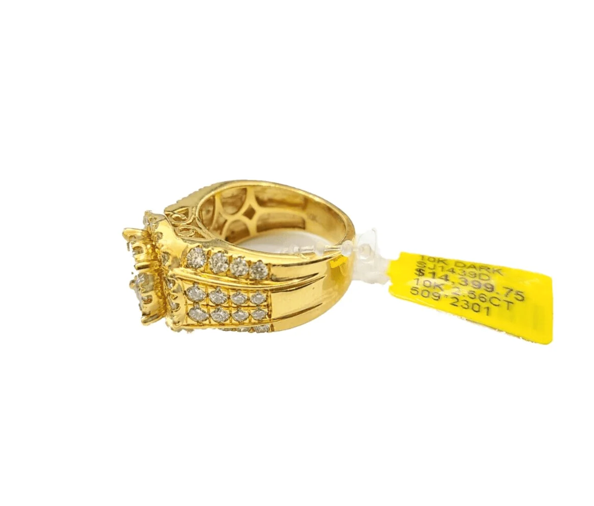 Real 10k Yellow Gold Diamond Ring White Genuine 2.56CT Diamonds 10kt Size 10 - Image 3