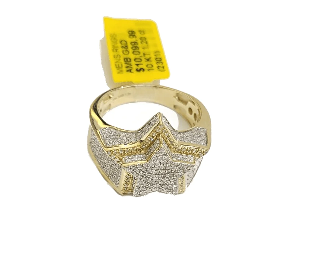 Real 10k Yellow Gold Diamond Star Ring Band Genuine 1.20CT Diamonds 10kt Size 10 - Image 4
