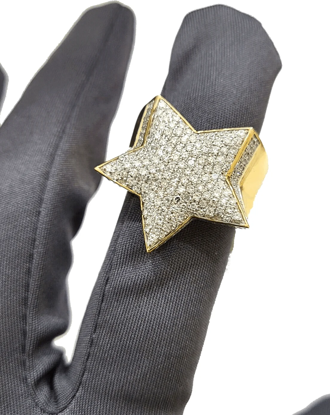 Real 10k Yellow Gold Diamond Star Ring Band Genuine 1.34CT Diamonds 10kt Size 10 - Image 2