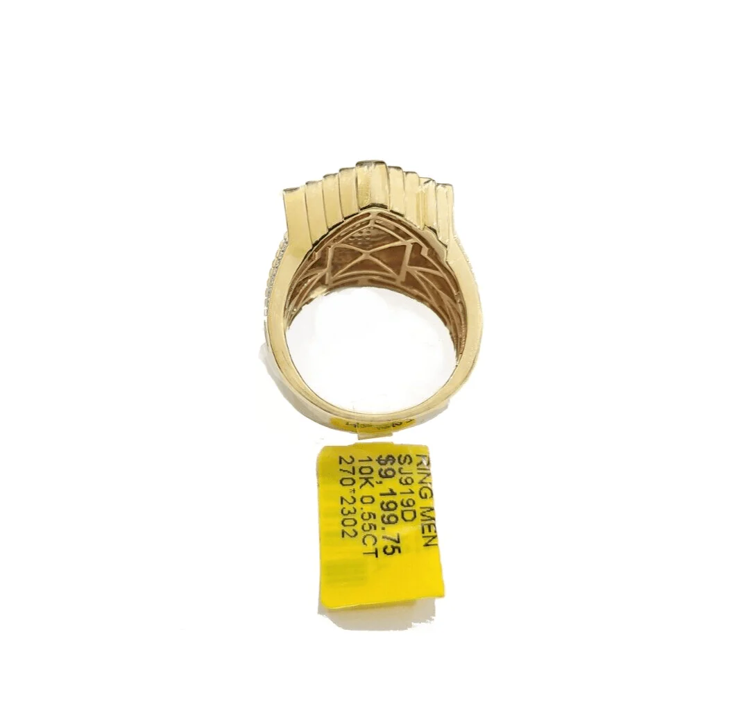 Real 10k Yellow Gold Diamond Trap House Ring Band  0.55CT Diamonds 10kt Size 10 - Image 2