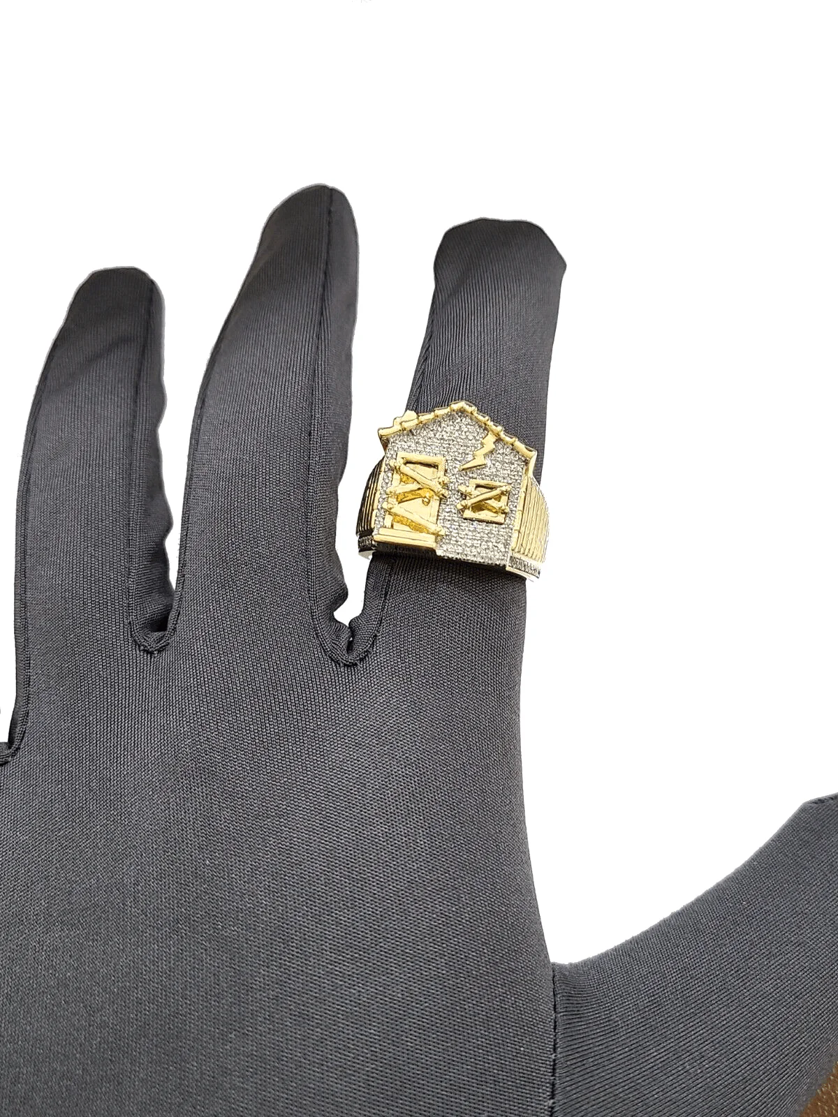 Real 10k Yellow Gold Diamond Trap House Ring Band  0.55CT Diamonds 10kt Size 10 - Image 3