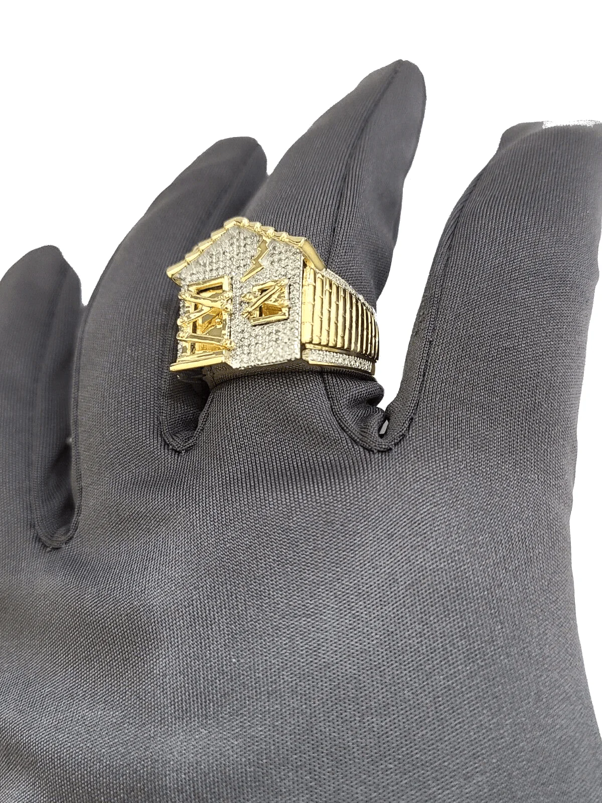 Real 10k Yellow Gold Diamond Trap House Ring Band  0.55CT Diamonds 10kt Size 10 - Image 4