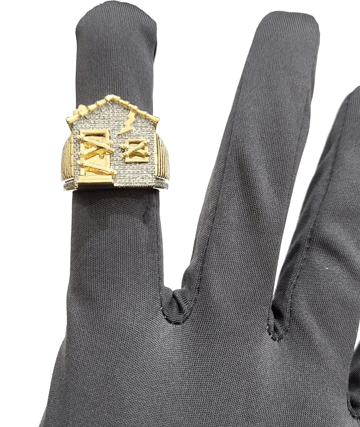Real 10k Yellow Gold Diamond Trap House Ring Band  0.55CT Diamonds 10kt Size 10 - Image 5