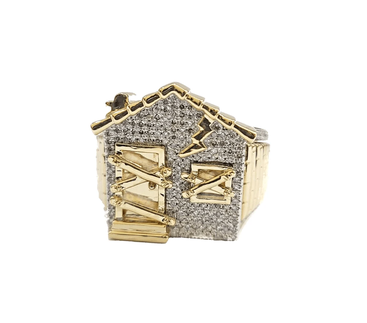 Real 10k Yellow Gold Diamond Trap House Ring Band  0.55CT Diamonds 10kt Size 10 - Image 6