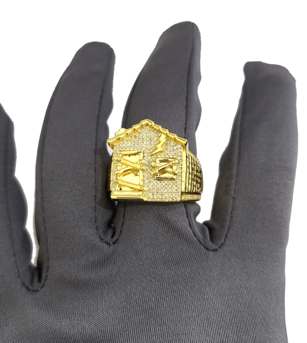 Real 10k Yellow Gold Diamond Trap House Ring White 0.55CT Diamonds 10kt Size 10 - Image 3