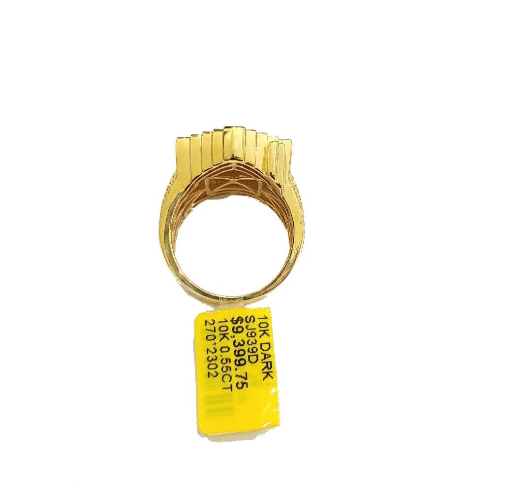 Real 10k Yellow Gold Diamond Trap House Ring White 0.55CT Diamonds 10kt Size 10 - Image 4