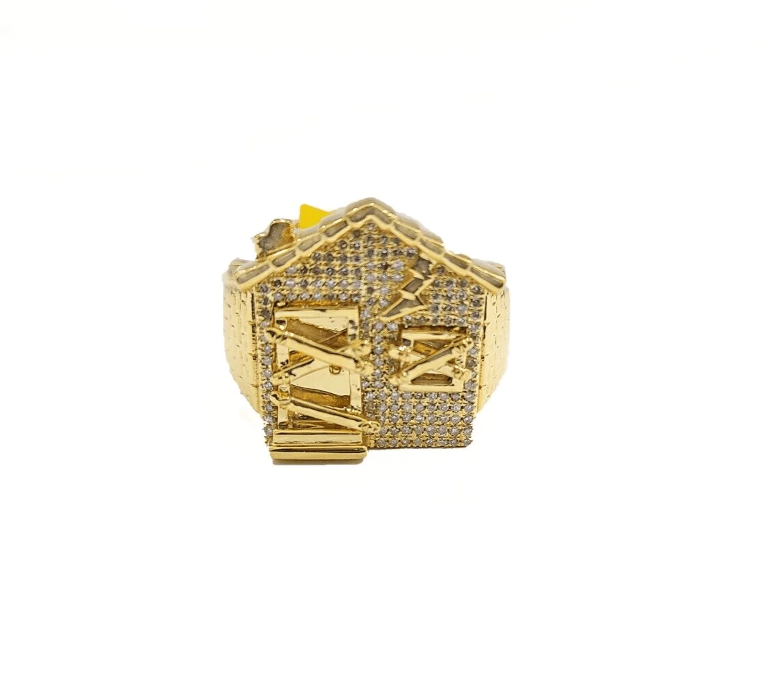 Real 10k Yellow Gold Diamond Trap House Ring White 0.55CT Diamonds 10kt Size 10 - Image 6