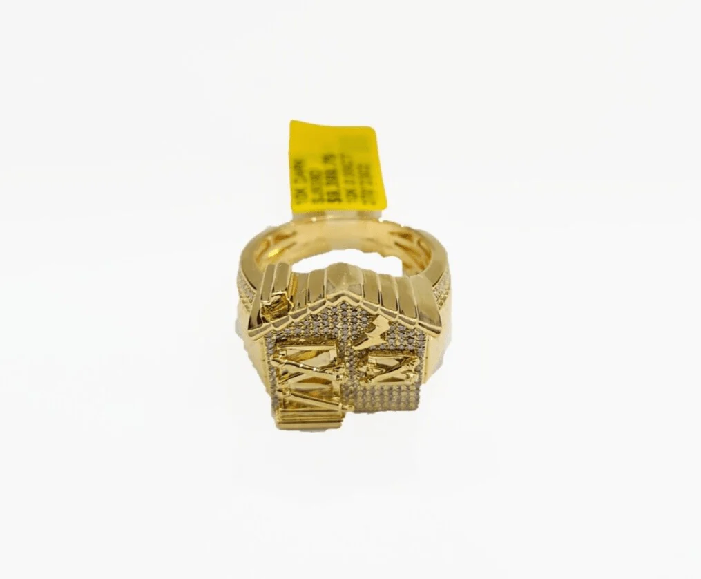 Real 10k Yellow Gold Diamond Trap House Ring White 0.55CT Diamonds 10kt Size 10 - Image 7