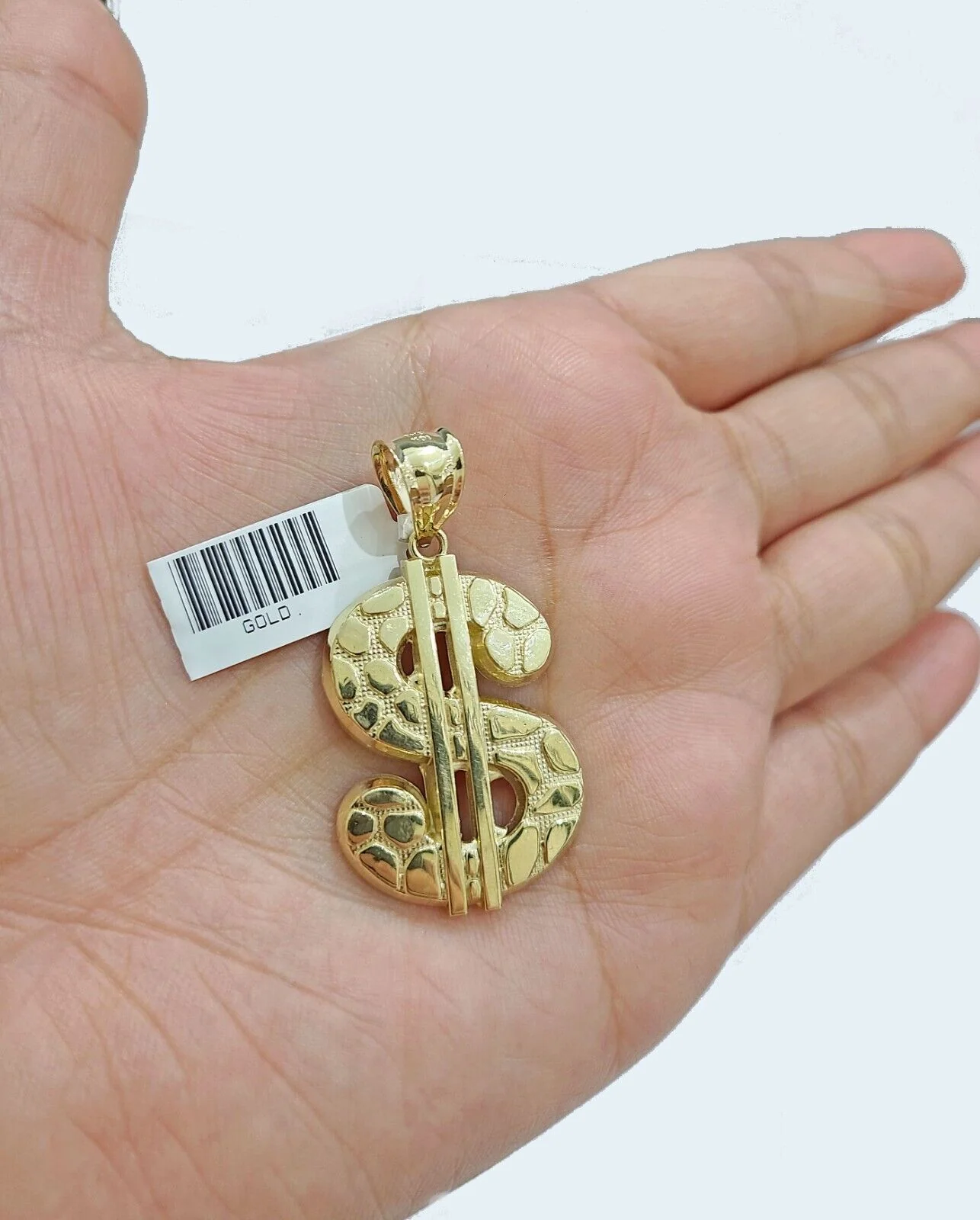 Real 10K Yellow Gold Dollar Sign Charm for 1-1.5'' inches Gold Pendant - Image 2