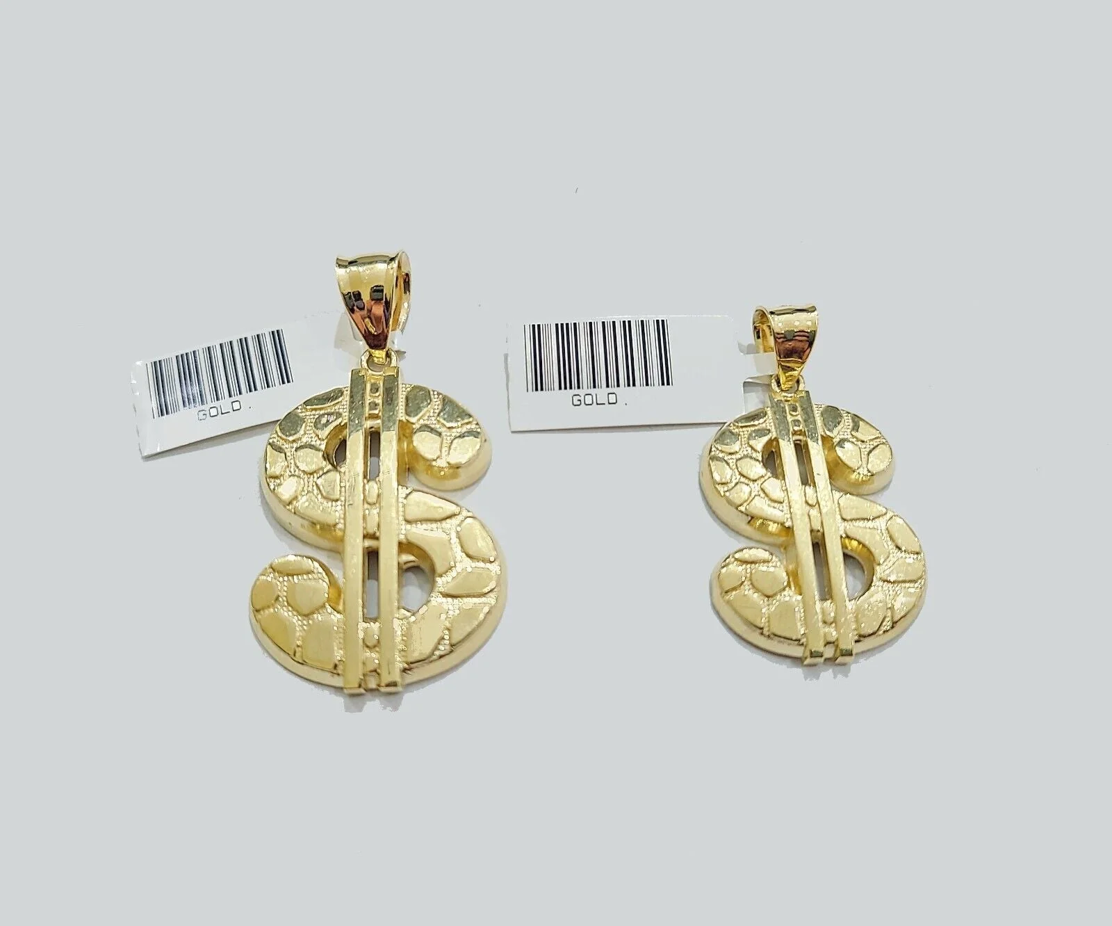 Real 10K Yellow Gold Dollar Sign Charm for 1-1.5'' inches Gold Pendant - Image 4