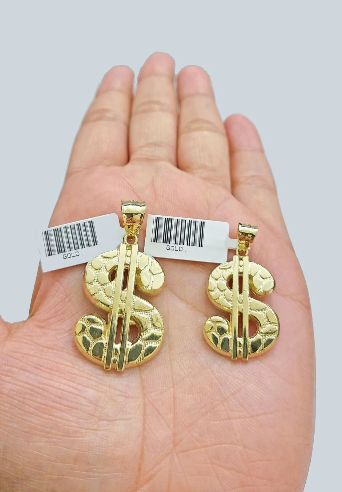Real 10K Yellow Gold Dollar Sign Charm for 1-1.5'' inches Gold Pendant - Image 5