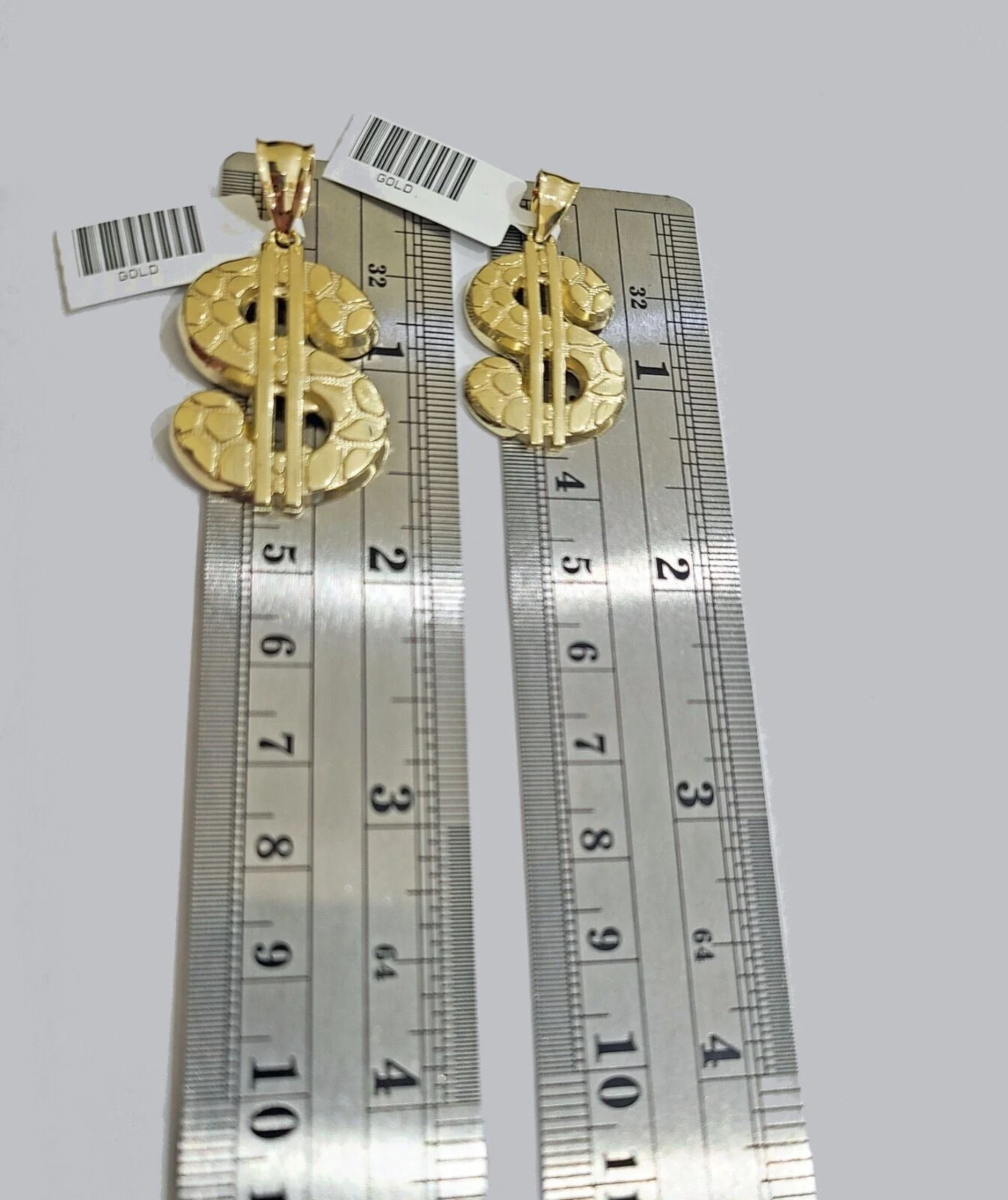 Real 10K Yellow Gold Dollar Sign Charm for 1-1.5'' inches Gold Pendant - Image 7