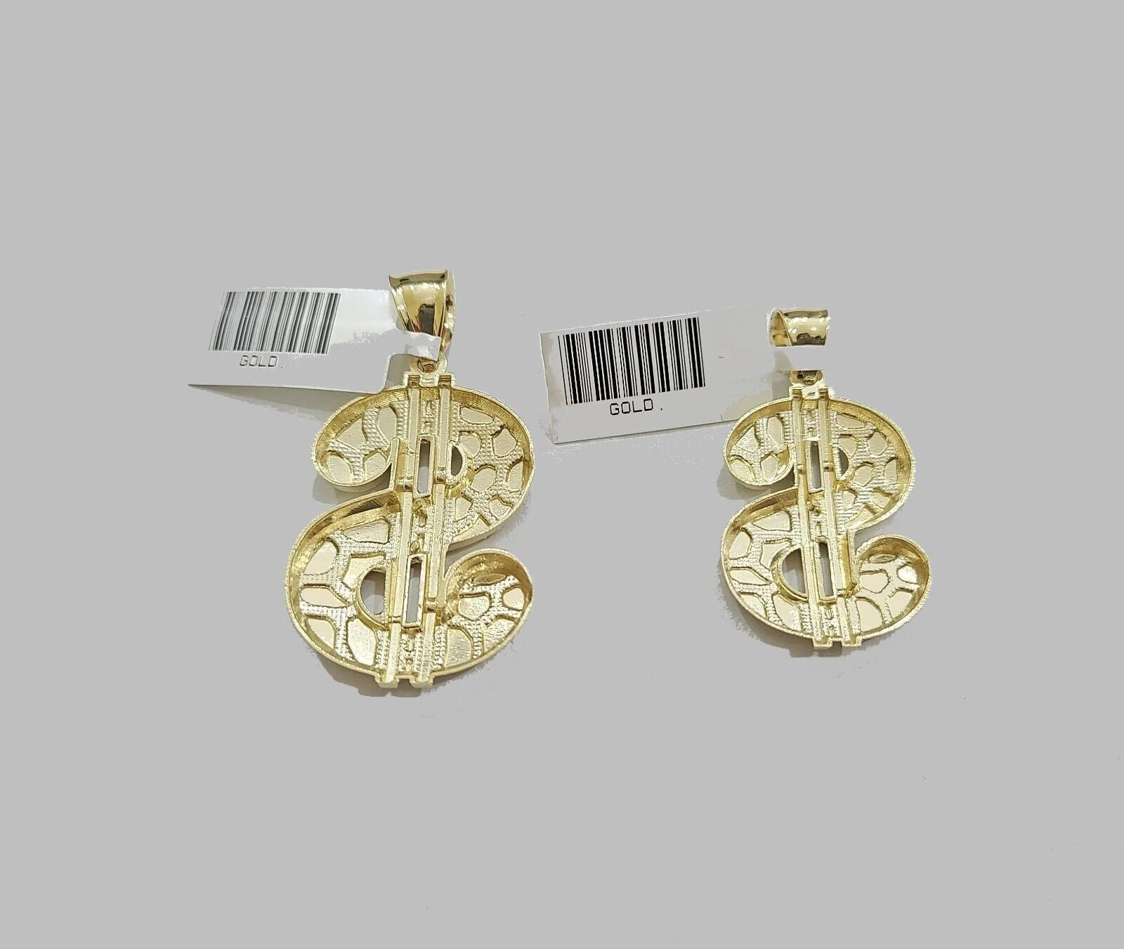 Real 10K Yellow Gold Dollar Sign Charm for 1-1.5'' inches Gold Pendant - Image 8