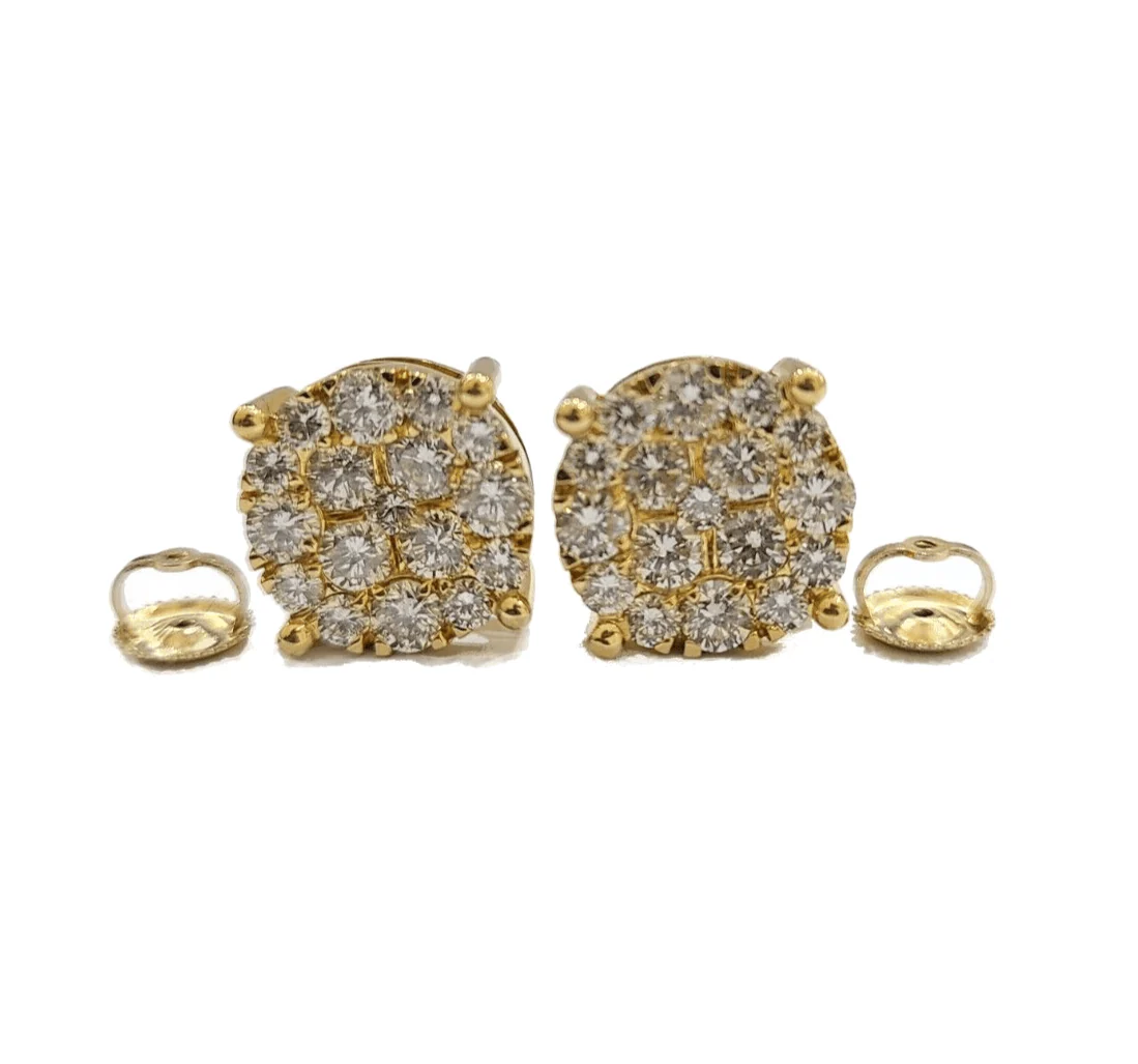Real 10k Yellow Gold Earring Stud Diamond 3CT Round Design Men Women Screw Back - Image 5