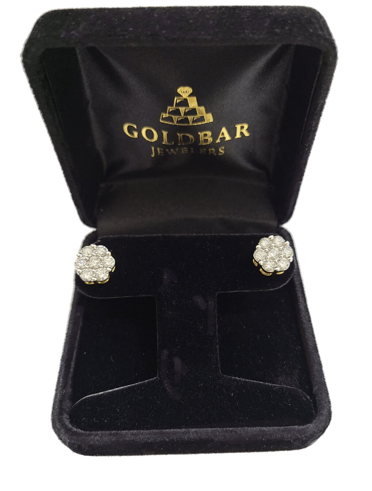 Real 10k Yellow Gold Earring Stud White Diamond 2.11CT Round Design Unisex - Image 4