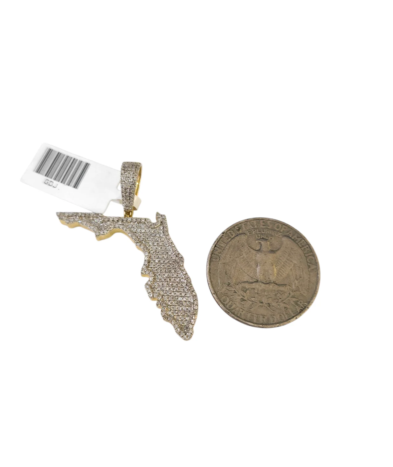 Real 10k Yellow Gold Florida Diamond Charm Pendant 1.5'' inch Genuine 10kt - Image 2