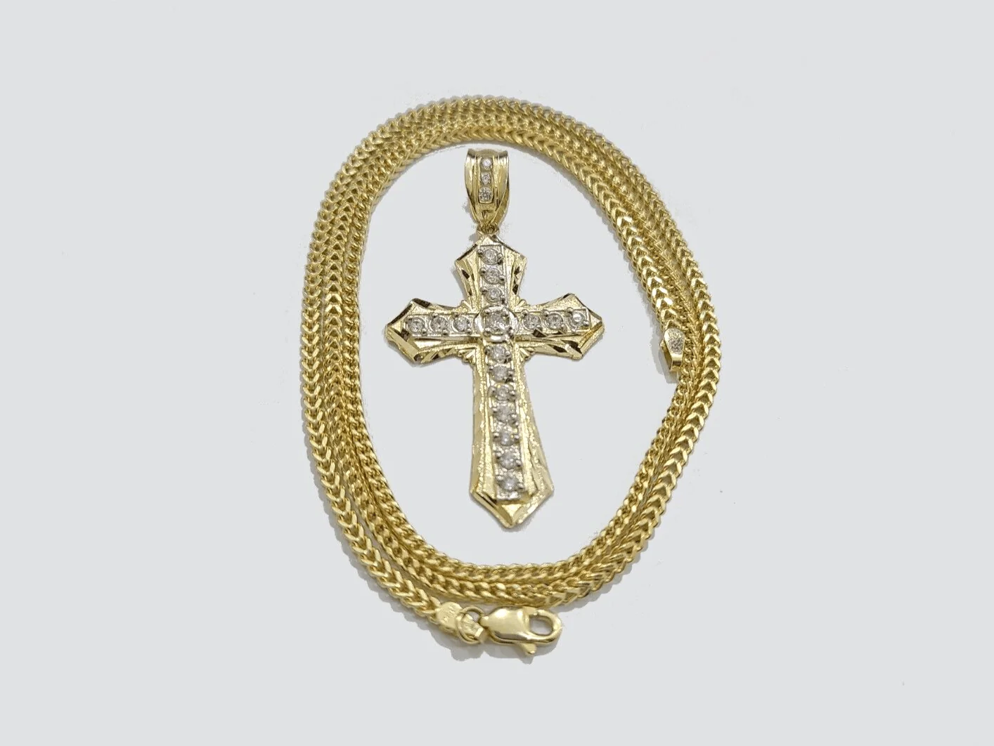 Real 10k Yellow Gold Franco Chain 2.5mm 20" inch Necklace Jesus Cross Charm 10kt - Image 5