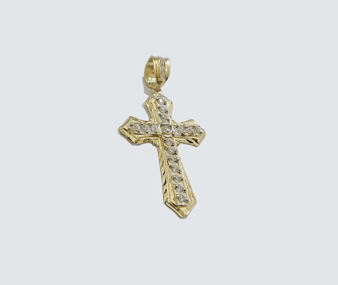 Real 10k Yellow Gold Franco Chain 2.5mm 22" inch Necklace Jesus Cross Charm 10kt - Image 7