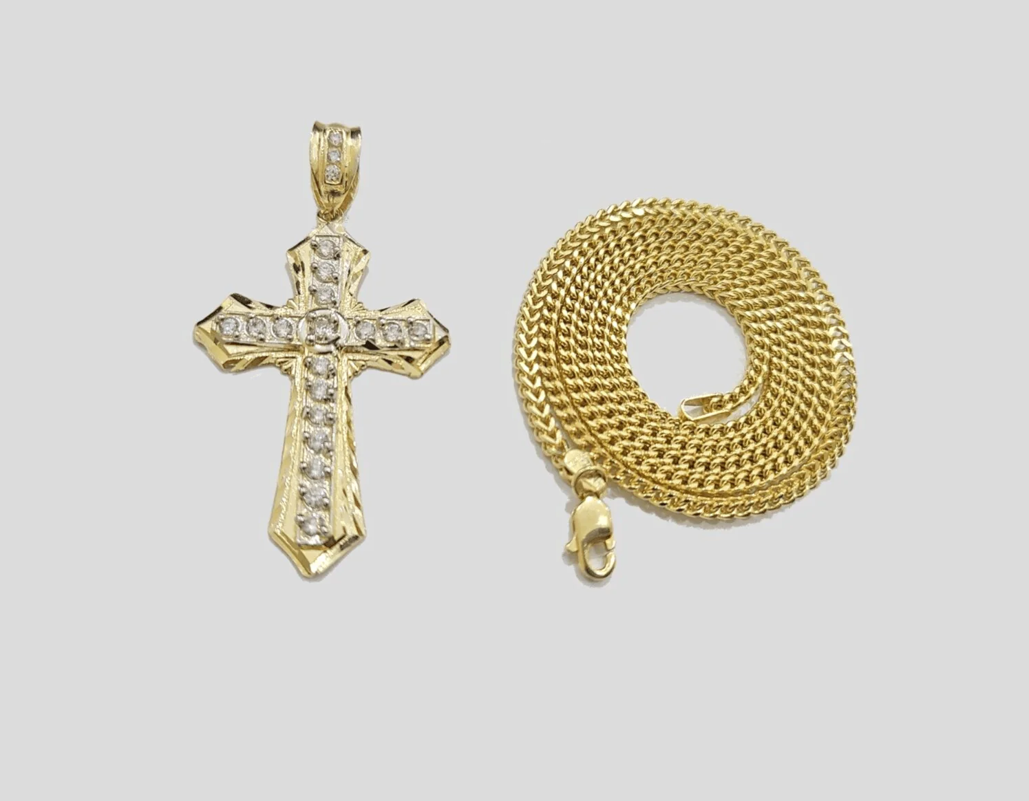 Real 10k Yellow Gold Franco Chain 2.5mm 26" inch Necklace Jesus Cross Charm 10kt - Image 5