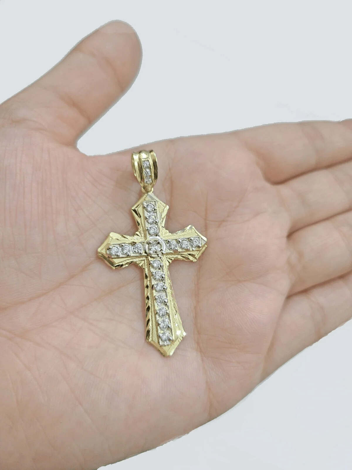 Real 10k Yellow Gold Franco Chain 2.5mm 26" inch Necklace Jesus Cross Charm 10kt - Image 8